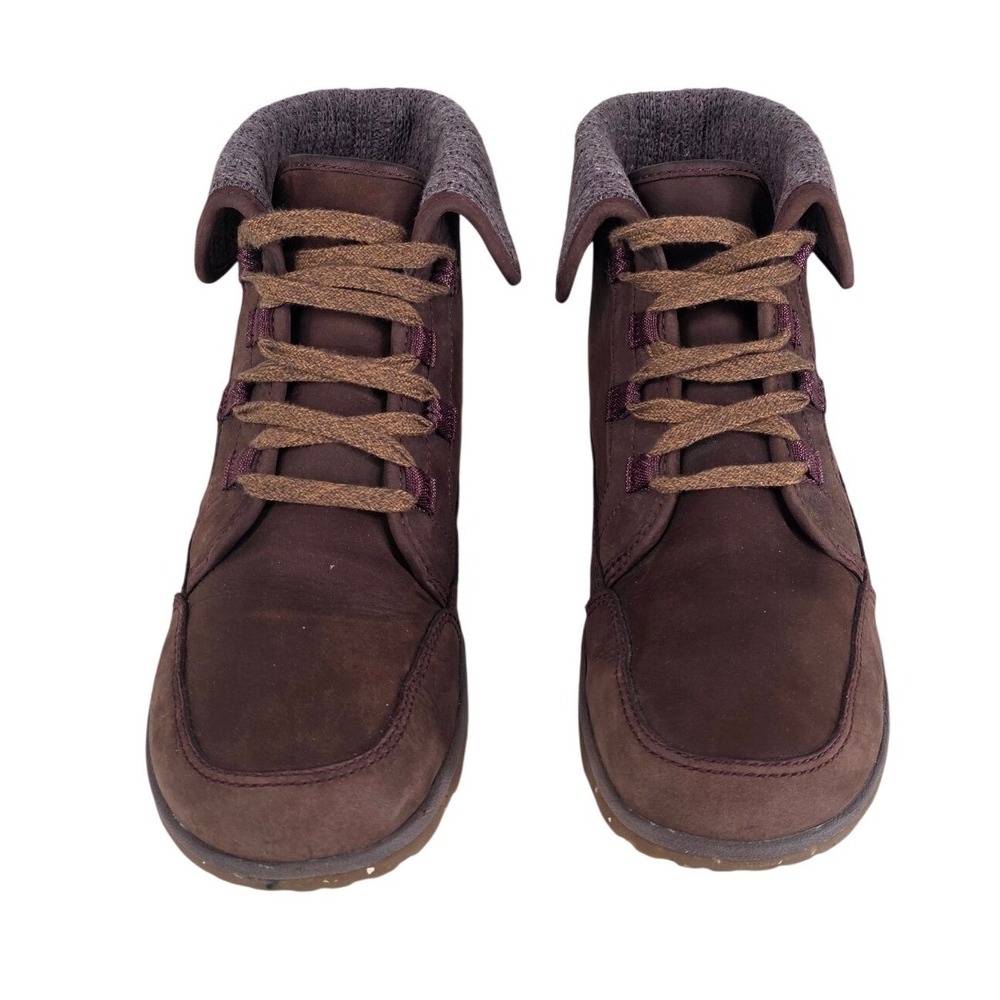 Chaco Borealis Ledge Mahogany Brown Leather Waterproof Knit Cuff Boots sz 9.5 - Picture 7 of 13